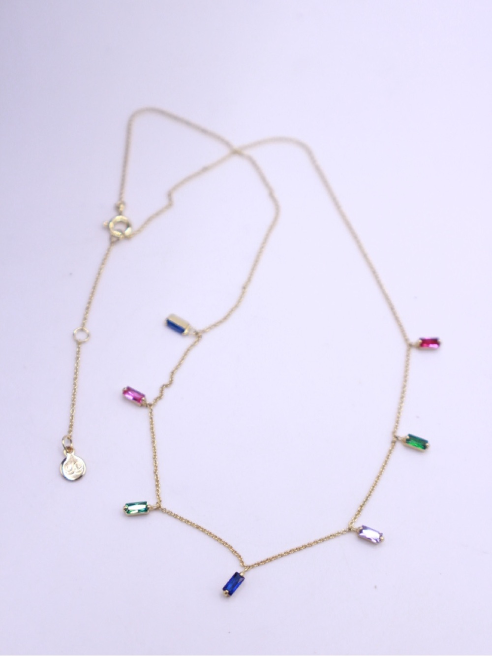 Gorjana Gold Multi-Colored CZ Baguette Station Necklace